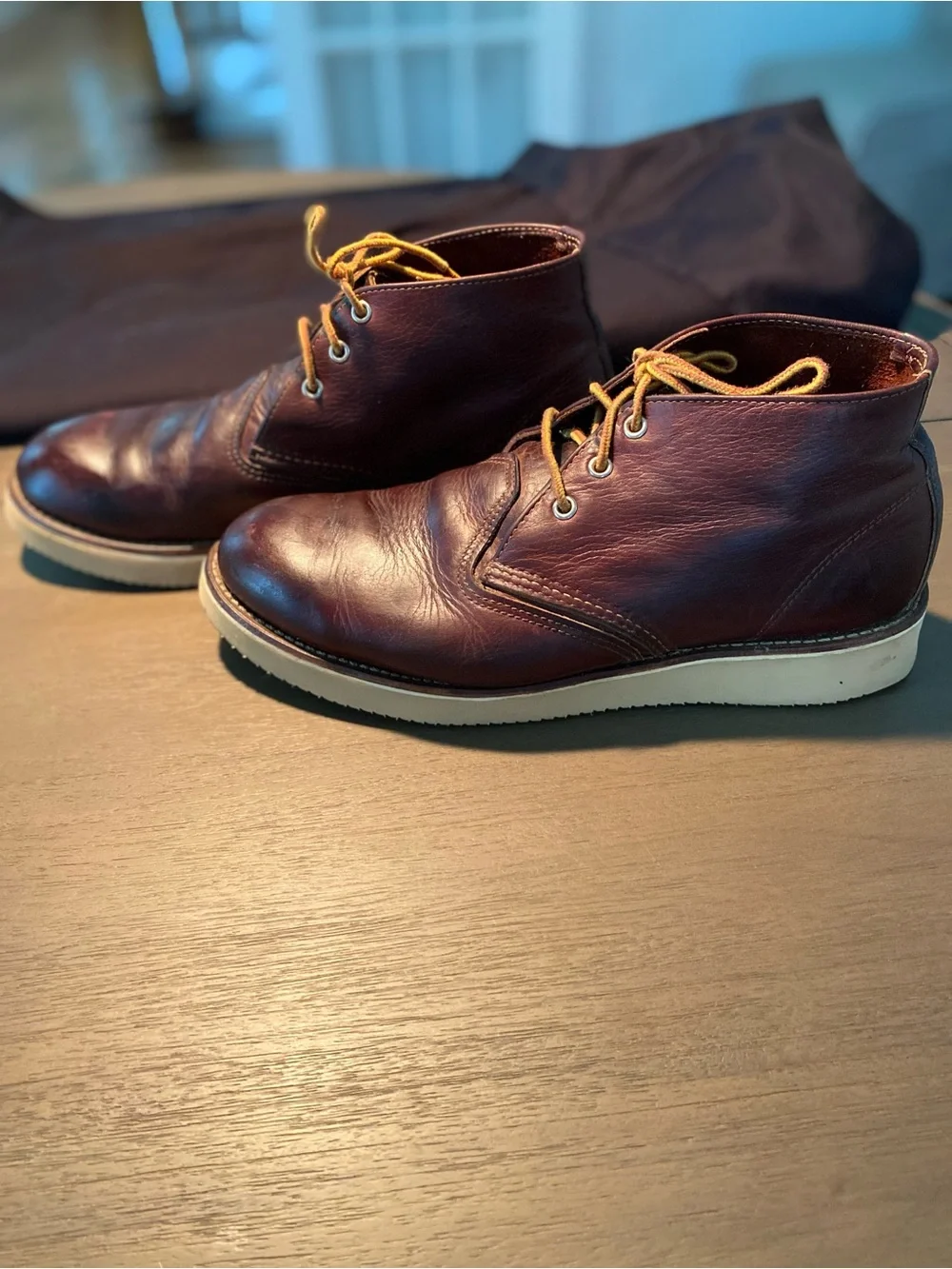 Red Wing Shoes Men's Chukka Boots in Burgundy with Tan Laces